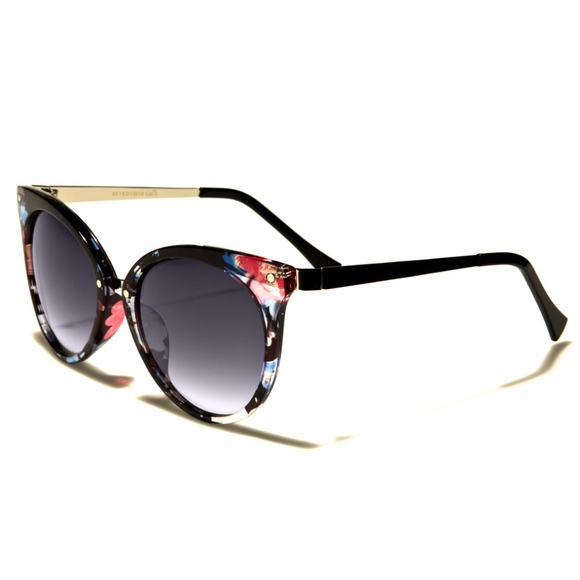 Round Cat Eye Fashion Sunglasses Black Brown - Picture 4 of 6